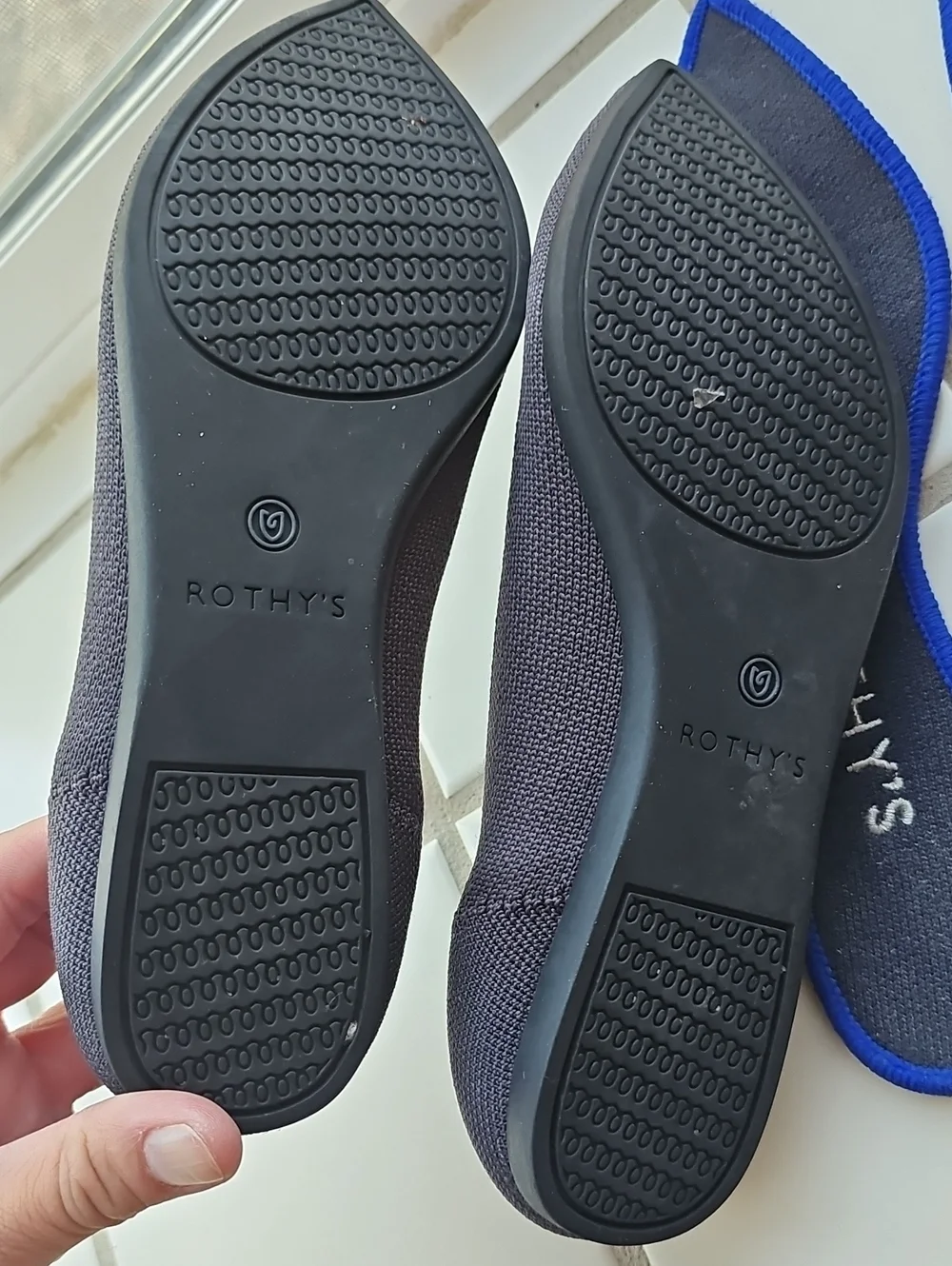 Rothy's The Point Ballet Flats Navy Dark Gray Made In China Size 8